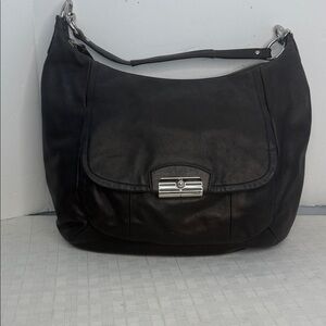 Coach F22309 Kristin Black Leather With Beige Liner Python Hobo